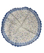 1 Vintage Cocktail Napkin Handkerchief Hankie Round 12.5&quot; Floral Blue - $18.00