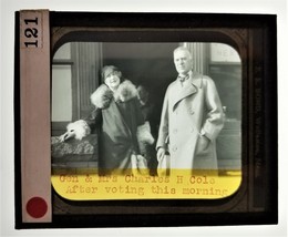 1930s antique PHOTO General &amp; Mrs COLE magic lantern slide VOTING massac... - £36.98 GBP