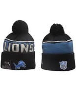 New Era Detroit Lions Knit Winter Pom Beanie Hat - NFL Football Black - $21.77