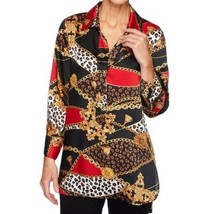 Ruby Rd. Petite Fit Wild Mix Button Up VNeck Tunic Blouse New With Tags PL XLP - £19.18 GBP