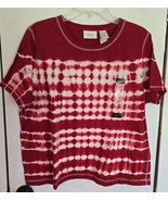 NWT Womens Petites 1X Liz Claiborne Woman Red &amp; White Tie Dye T-Shirt - $25.80 CAD