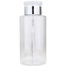 10 Oz Clear Silver Flip Cap Plastic Liquid Push Down Pump Dispenser Bottle - £12.11 GBP