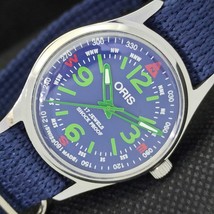 Refurbished Oris Winding Swiss Mens Vintage Wrist Blue Watch 558b-a296823-6 - £15.98 GBP