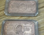 $100 Ben Franklin Banknote 1 oz Copper Bar Lot Of 2  KG - $9.90