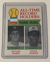 1979 Topps Baseball All-Time Record Holders HR Hank Aaron Roger Maris #413 NM-MT - £5.43 GBP