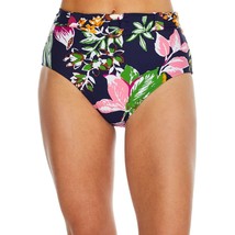 Anne Cole Bikini Bottom Tropical Bloom Belted High-Waist Floral Navy Blue L - $19.24
