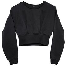 Fashion Nova Black Cropped Sweatshirt Wide Ribbed Waist Baddie Streetwea... - $13.49