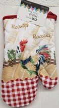 Fabric Printed Kitchen 10&quot; Oven Mitt Rooster Rooster At The Gate Red Back Home - £12.57 GBP