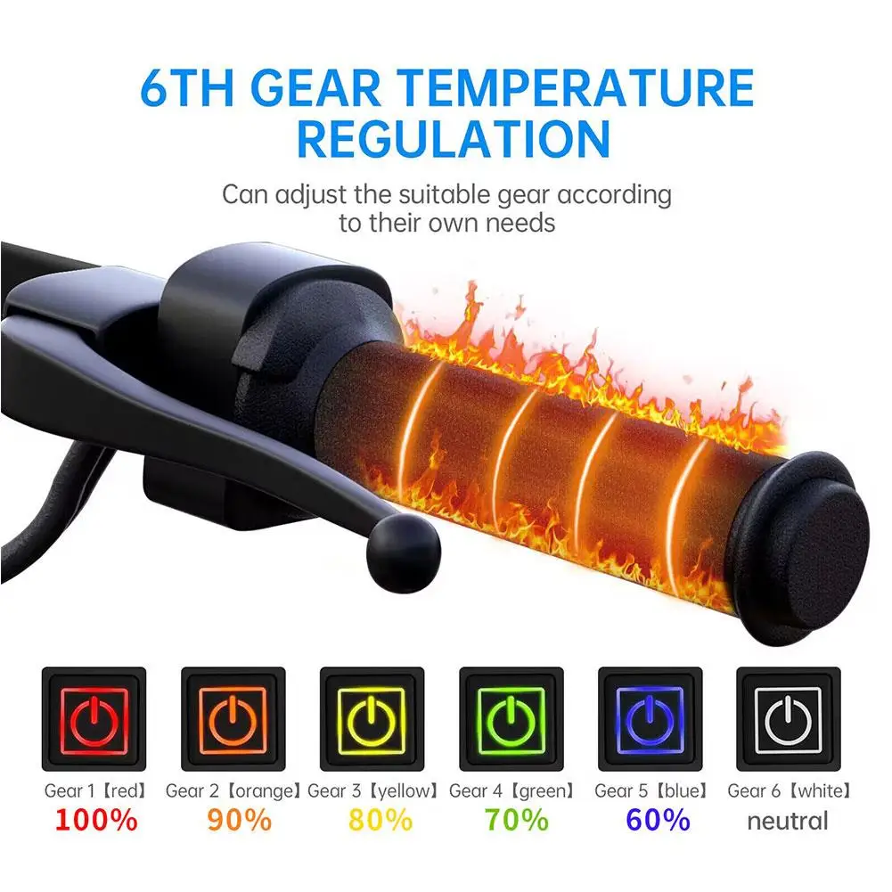 Heated Motorcycle Handlebar Grips 5V USB 6 Gear Adjustable Heated Slip Grip Anti - £25.00 GBP