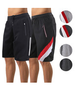 Men&#39;s Drawstring Elastic Waist Fleece Zipper Pockets Fitness Gym Sweat S... - $264.62 MXN