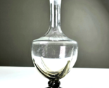 Vintage Art Deco Vase Clear With Gray Base Artistic Design Glass Sculptu... - $35.99