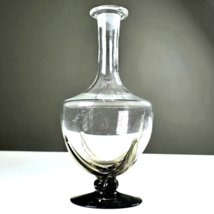 Vintage Art Deco Vase Clear With Gray Base Artistic Design Glass Sculptu... - $35.99