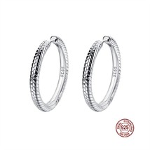 Hot Sale 925 Silver Pendiente Sparkling Round Charms Hoop Earrings For Women Fit - £8.37 GBP