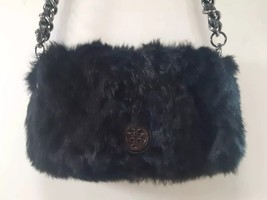 Tory Burch Real Fur Chain Link Shoulder Crossbody Bag Black    Bin C - $78.62