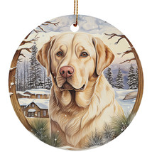 Cute Labrador Retriever Dog Christmas Winter Vintage Ornament Ceramic Gift Decor - £11.83 GBP