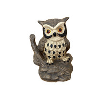 Vintage Enesco Brown Owl on a Branch Porcelain Figurine Cute Wise Old Owl - £12.60 GBP