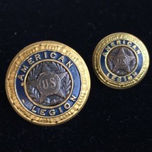 American Legion Button Pair Vintage Veterans Club USA Jacket Sweater Gold Button - £23.41 GBP