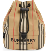 Burberry Icon Stripe ECONYL® Nylon Drawcord Pouch ~NWT~ Beige 100% Authentic - £393.62 GBP
