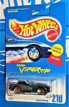 Hot Wheels Mid 1990s Mainline #210 Dodge Viper RT/10 Mtflk Green w/ Gold WSPs - £2.37 GBP