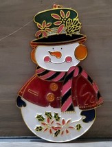 Vintage Snowman Suncatcher Christmas Window Hanging Ornament 9&#39;&#39; Decoration - $12.20