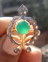 Victorian 0.62ct Rose Cut Diamond Emerald Halloween Wedding Ring - £445.53 GBP
