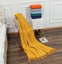 Soft Sofa Slip Cover Decorative Knitted Blanket, Cozy Fringed Knitted Bl... - £12.75 GBP