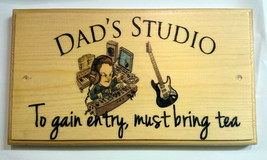 Large Dads Studio (tea) Plaque / Sign - Shed MusicGift Son Guitar Personalised - £16.96 GBP
