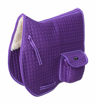 Horse English Quilted Faux Fur All-Purpose Saddle Pad Purple w/ Pockets ... - £37.84 GBP