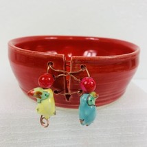 Handcrafted Red Dish Toucans Copper Wire Beads Seam Laurle 6011 Glazed 5.25&quot; - £27.24 GBP