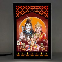 Lord Shiv Family Religious Photo Frame With Light wall decor mandir temp... - £25.72 GBP