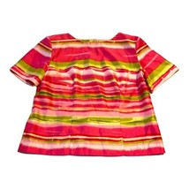 Sag Harbor Women’s Size 6P 6 Petite  Shirt Padded Shoulders Pink Green Striped - £14.69 GBP