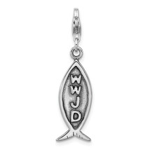 Amore La Vita Silver  Polished Antiqued WWJD Ichthus Charm with Fancy Lobster Cl - £26.78 GBP