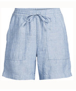 LANDS END High Rise Linen SHORTS Size: LARGE NEW 7 in A-LINE Drawstring ... - $79.00