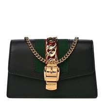 Gucci Calfskin Super Mini Sylvie Chain Shoulder Bag Black - £1,680.54 GBP