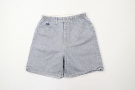 Vintage 90s Streetwear Womens Size 12 Distressed Striped Denim Jean Shorts  - $39.55