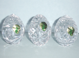Waterford Crystal Egg Paperweight 3 Piece Mixed Clear Pattern Easter 105... - $256.31