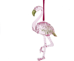 Kurt Adler Preppy Christmas Pink Flamingo Hanging Ornament 4 inch Height  Pink - £14.28 GBP