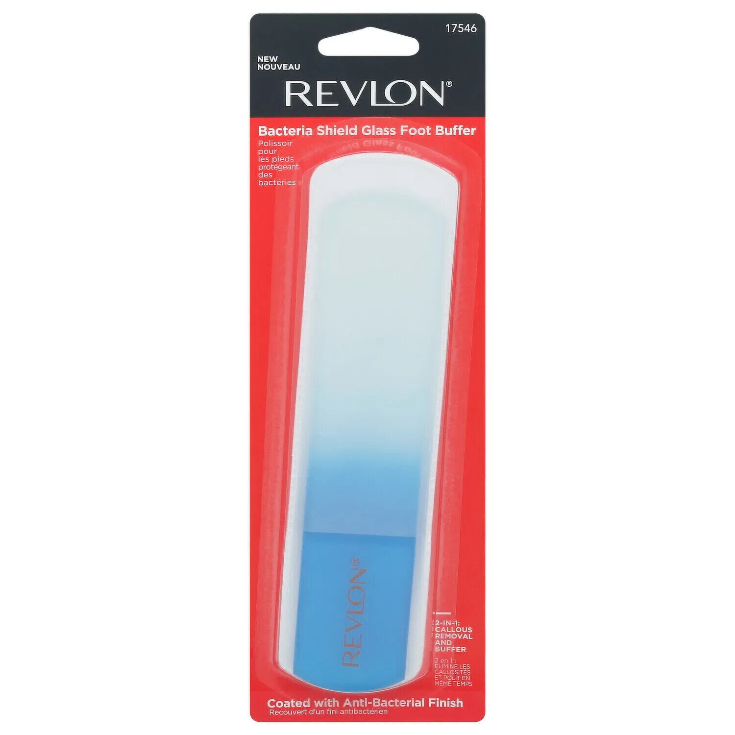 Revlon Bacteria Shield Glass Foot Buffer with Anti-Bacterial Technology - NEW