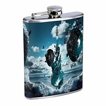 Water Rock Balloon Melt Hip Flask Stainless Steel 8 Oz Silver Drinking Whiskey S - £7.95 GBP
