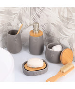 Bath D Dolomite Vanity Soap Dispenser 15 fl oz Gray-Bamboo Top - $19.99