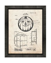 Jack-o&#39;-lantern Patent Print Old Look with Beveled Wood Frame - £20.00 GBP+