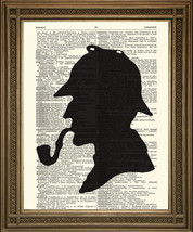 Sherlock Holmes Print: Detective Silhouette, Vintage Dictionary Art Wall Hanging - £6.49 GBP