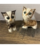 Vintage Real Rabbit Fur Cat Kitty Figurines Eyes Mini - $34.10 CAD