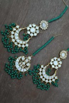 High Quality Rich People Kundan Meenakari Jewelry Earrings Tikka Set Girl Gift 1 - £27.74 GBP