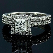Bridal Ring Set 2.75Ct Princess Cut Moissanite White Gold Plated in Size 6.5 - £130.40 GBP