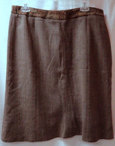 Ladies career Skirt 16 Lined Straight Brown Wine Tapestry Velvet Waistband VTG - £22.01 GBP