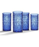Blue Drinking Glasses Glassware Vintage Highball Tumblers Water 12 Oz Se... - £32.03 GBP
