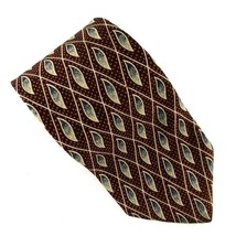 Tie Geoffrey Beene Maroon Italian Silk Beige Abstract Geometric Leaf L57&quot;W3-3/4&quot; - £7.60 GBP