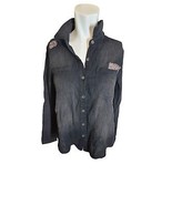 Mystree Muslin Button Down Shirt Boho Embroidered Shirt Black Sz S NEW - $25.55 CAD