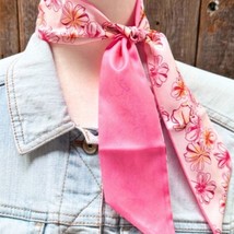 Pink Floral Western Skinny Cowgirl Mini Wild Rag Scarf Necktie - $18.81